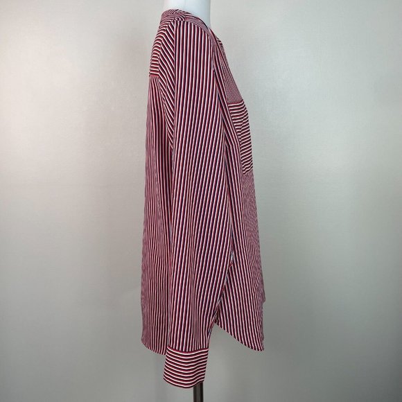 Cabi Top Medium Red Blue White Striped Franklin Popover Blouse Women's - Picture 6 of 14